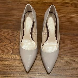Zara Beige Faux Patent Leather Pumps Size 36